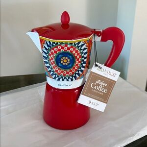 Brandani Italian Style Espresso/Moka Pot 9 Cup SicilianRed Carriage Design